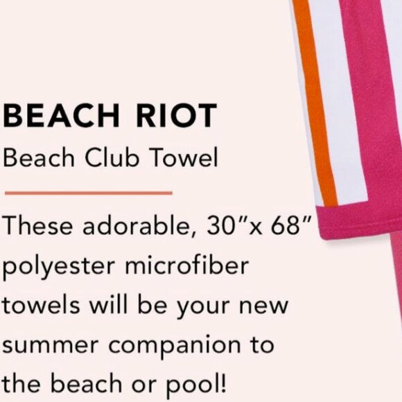 ❣️2/$36 NIP Beach Riot Beach Club Towel Pink Orange Stripe Retail Price $78.00 - Picture 6 of 9
